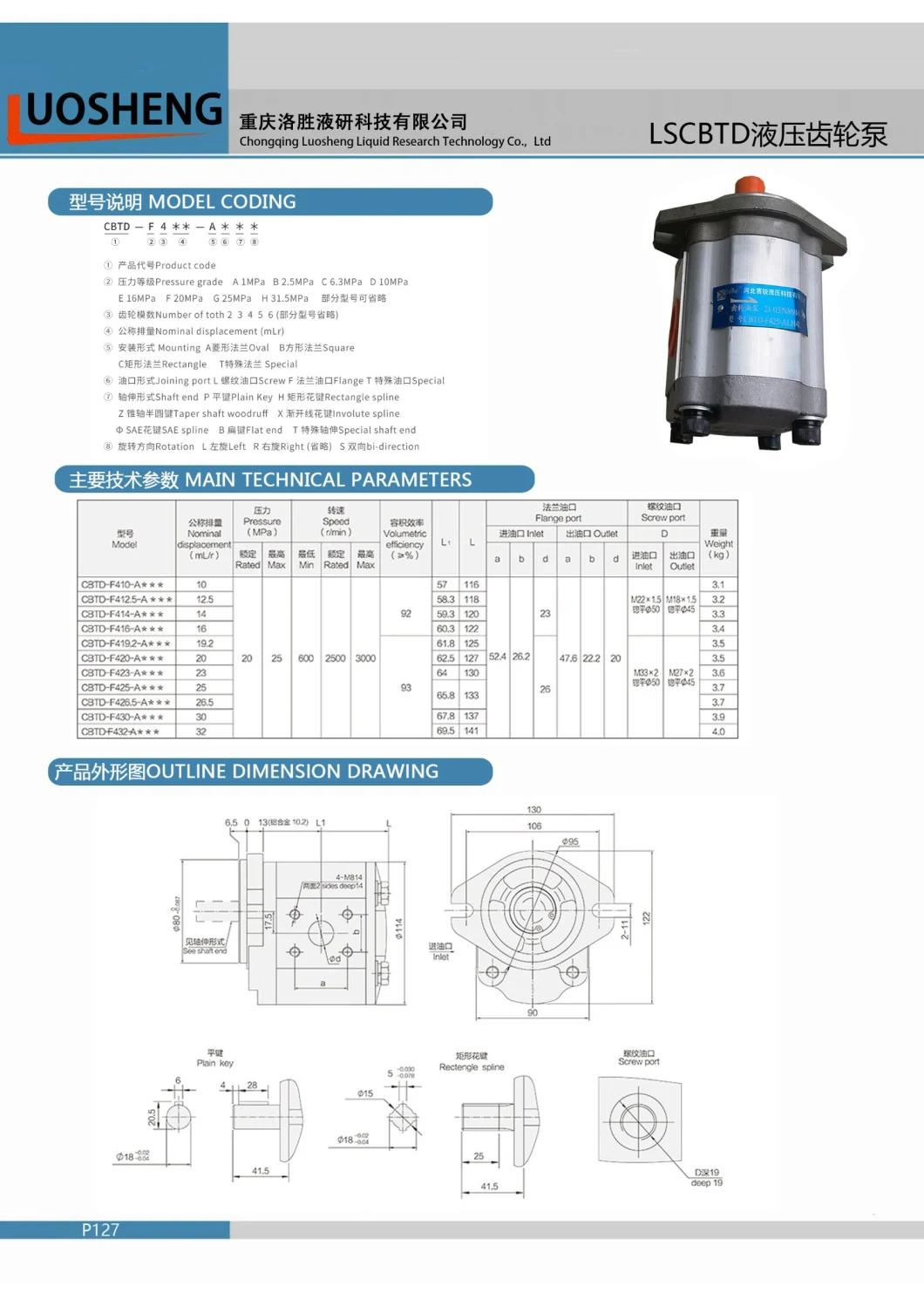 Cbtd-F4 Series Hydraulic Pump Gear Pump Cbtd-F432-Alh4l Cbtd-F419/430/416/426/412-Alh4l