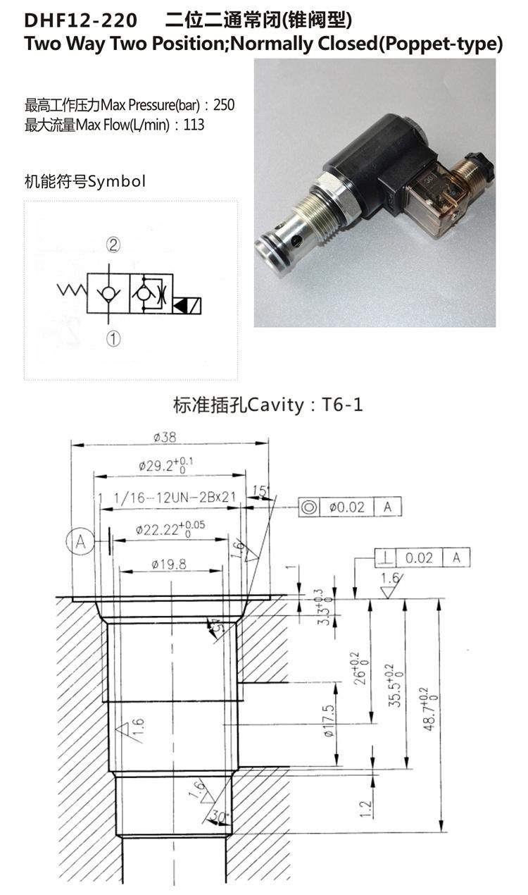 DHF12-220 hydraulic solenoid normal close safety valve