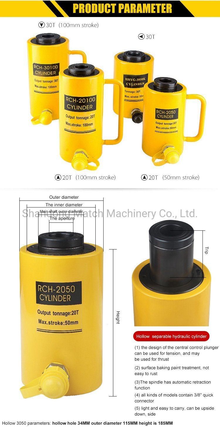 Hydraulic Hollow Cylinder Jack Hydraulic Hollow Plunger Large Jack Lifter