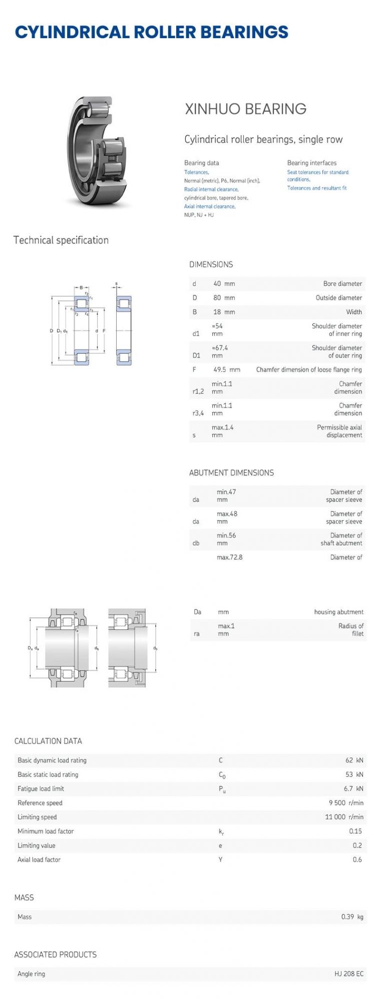 Xinhuo Bearing China Cylindrical Roller Bearings Suppliers Wholesale Auto Bearing Gcr15 Single Row Cylindrical Roller Bearing