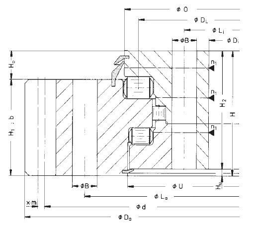 Triple Roller Slewing Ring Bearing 191.20.1250 External Gear Turntable Bearing 191.20.1400