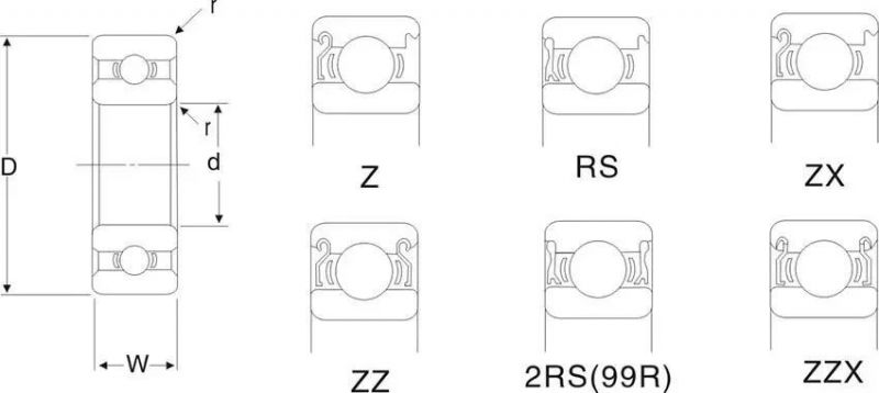 Transmission Bearing 6004 2RS Zz Series Deep Groove Ball Bearing