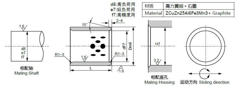 Jdb 500 Solid Lubricating Casting Bronze Bushing Machinery Parts