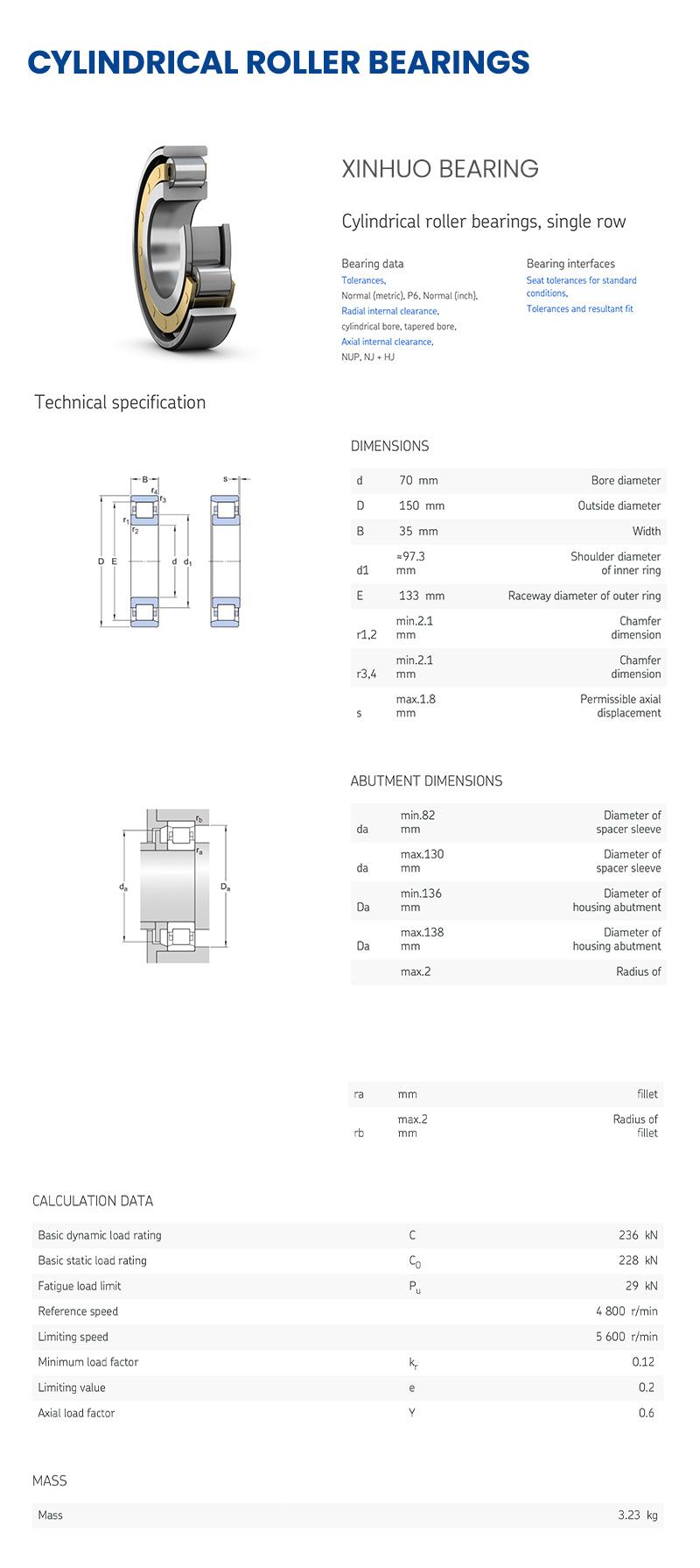 Xinhuo Bearing China 6200 Bearing Va228 NF208e Sealed Cylindrical Roller Bearings