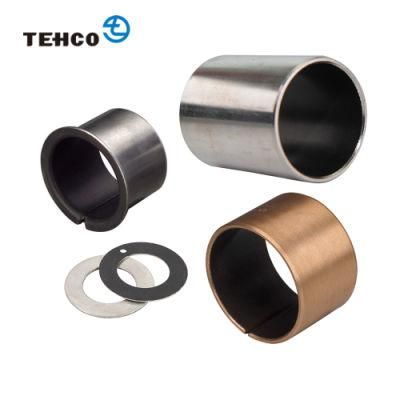 THECO Self Lubricating Dry PTFE Coated Oilless Sliding Sleeve DU Bearing Bushing Composed of Steel Backing and Bronze Powder.