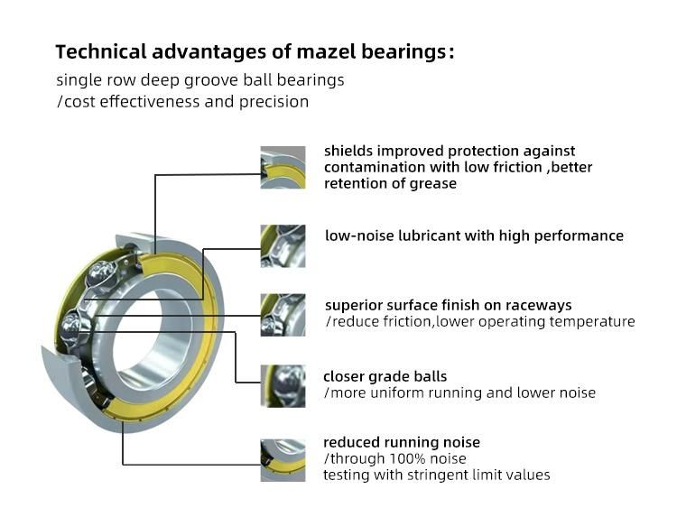 Heat Resistant 6201 6202 Zz 2RS Motor Bearing