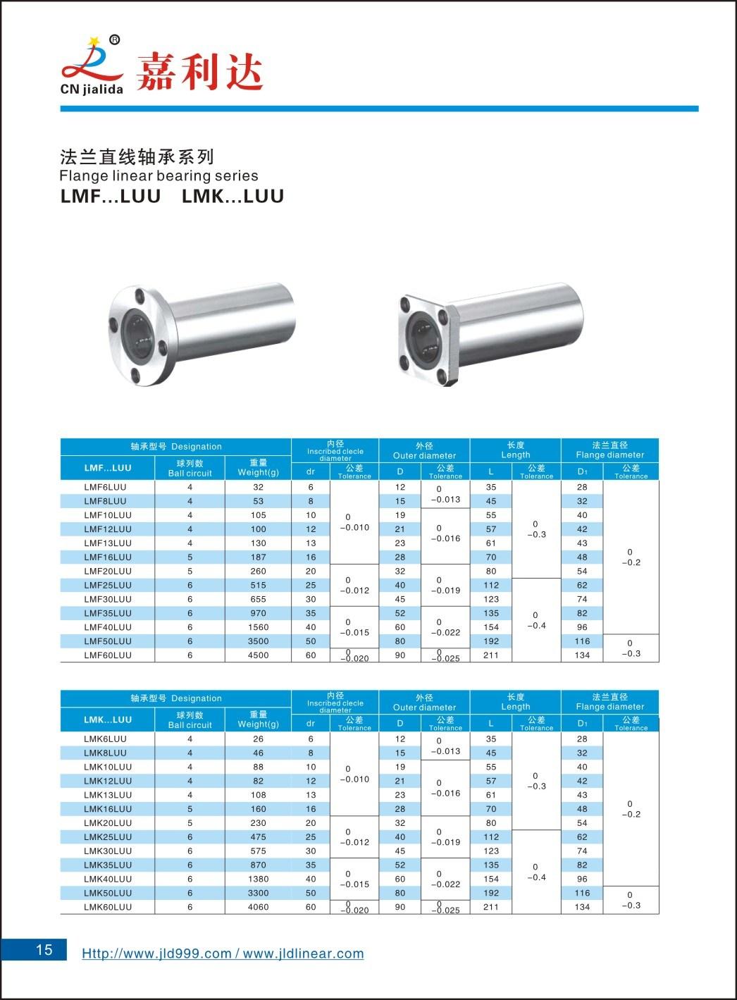 Professional Manufacturer 3D Printer Lm Bearing Lmf6luu Lmf8luu Lmf10luu Lmf12luu Lmf16luu Lmf20luu Lmf25luu Lmf30luu Lmf35luu Lmf40luu Lmf50luu Lmf60luu