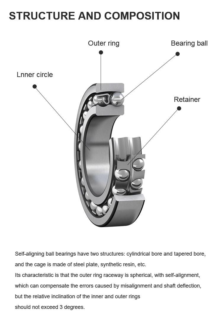 Low Noise Double Row 1201 1202 Etn9 1204 1205 1206K 2206K 2207K 2208K NTN Koyo NSK NACHI Brand Self-Aligning Ball Bearing