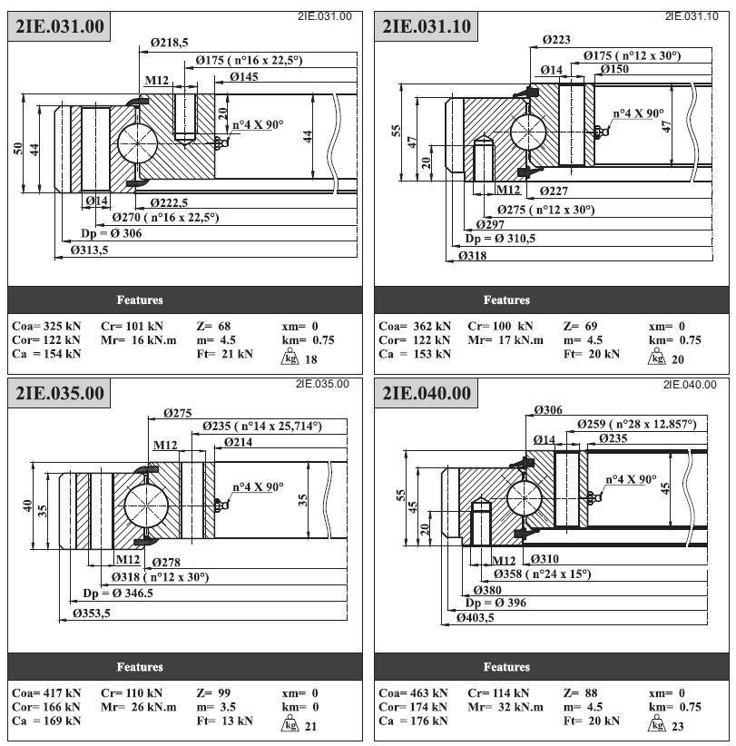 Lyhy Single Row Ball Slewing Bearings with External Teeth 2ie. 064.00