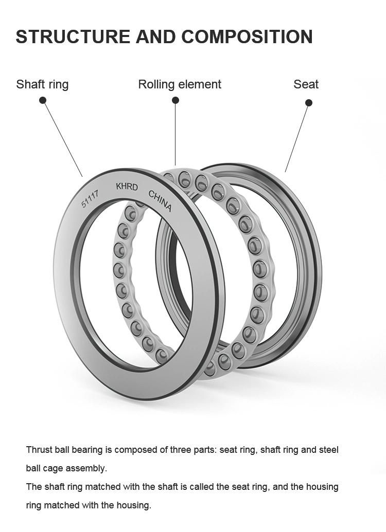 Factory Direct Sale KHRD Brand Brass Cage Full Grinding 51104 Kow51107 51128m 5691/500 P0 P6 P5 P4 P2 Quality Thrust Ball Bearing