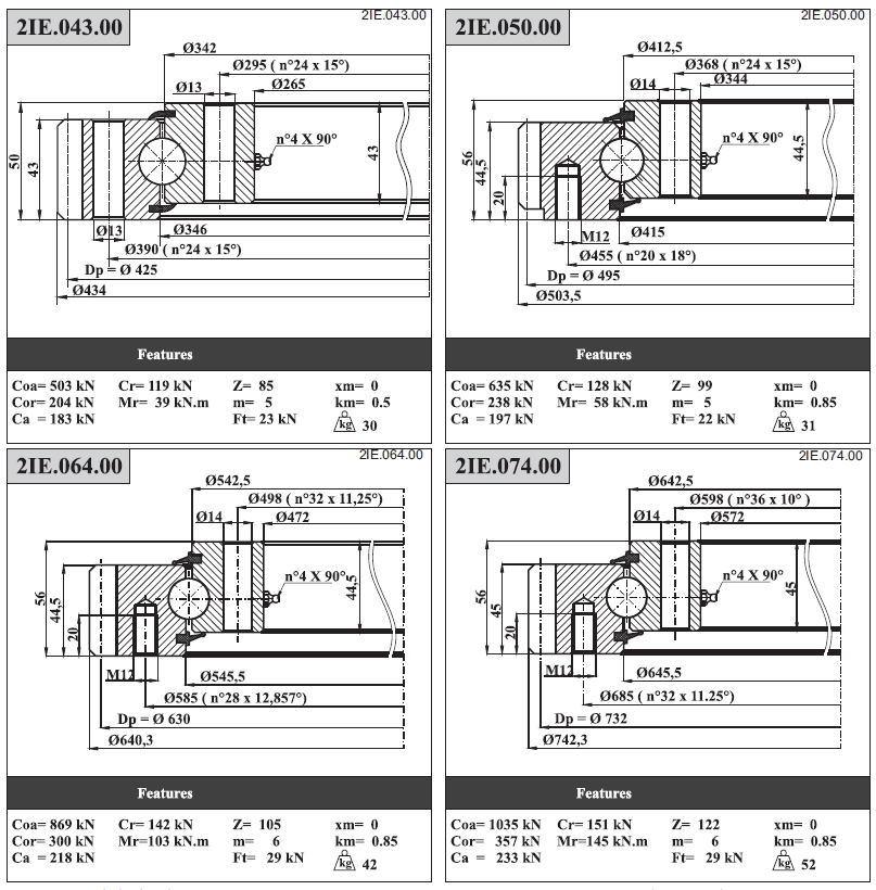 Lyhy Single Row Ball Slewing Bearings with External Teeth 2ie. 064.00