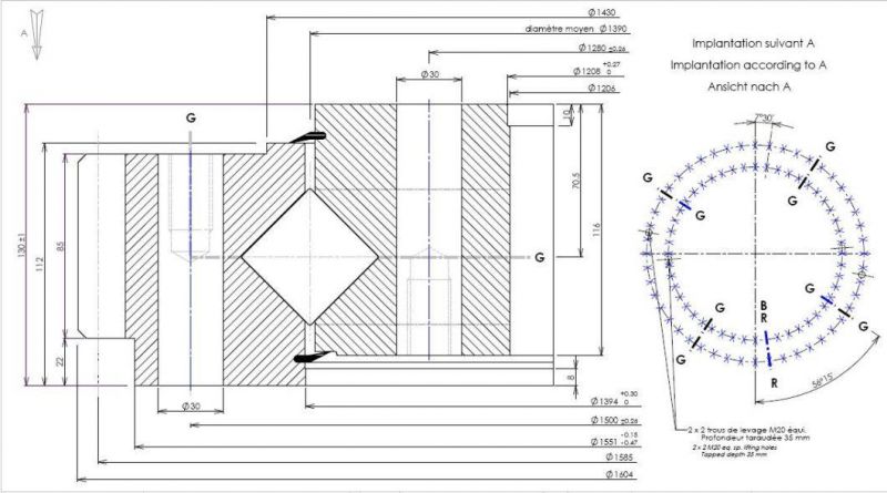 Precision Slewing Bearing Crossed Roller Slewing Ring 06-1390-03