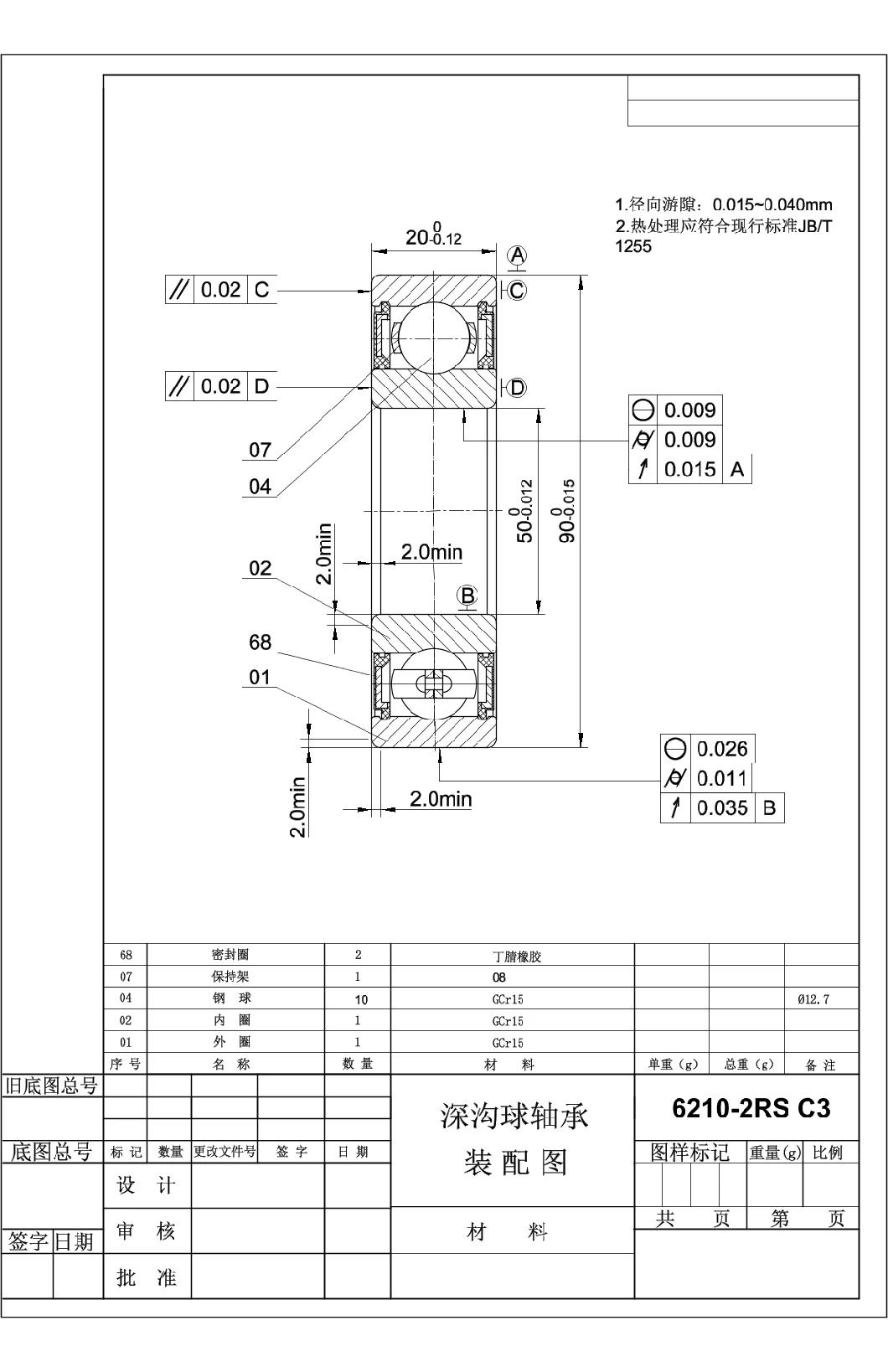 6203zz Chrome Steel Motor Motorcycle Spare Parts Washing Machine Deep Groove Ball Bearing