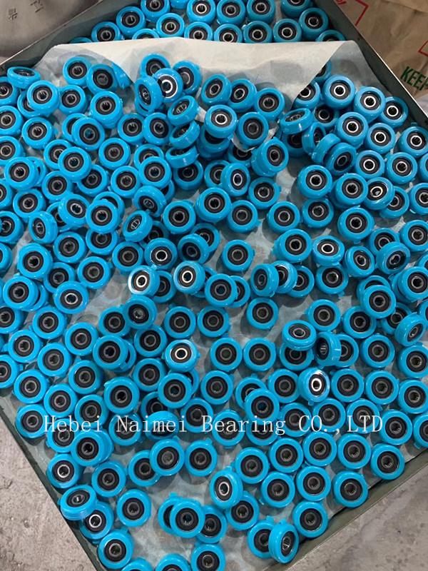 No Noise Slience Polyurethane Pulley Bearing PU608 Rubber Coated Bearing Roller for Sliding Door Window Machinery