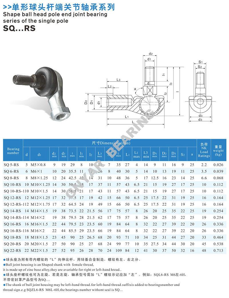 Phs POS Sq St Si Sqz Geew Ge Gw Gees Spherical Du Bushings Joint PTFE Bearing Rod End