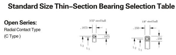 2.5" Open Type Radial Contact Thin Wall Bearing for Precision Instruments