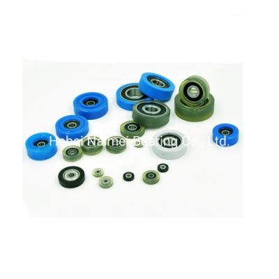 No Noise Slience Polyurethane Pulley Bearing PU608 Rubber Coated Bearing Roller for Sliding Door Window Machinery