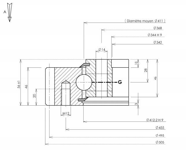 Slewing Ring Bearing Turntable Bearing External Gear 31 0411 01 Ball Swing Bearing