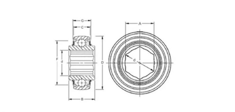 Agriculture Bearing Hex Bore Type 205krrb2 22.225X52X25.4mm