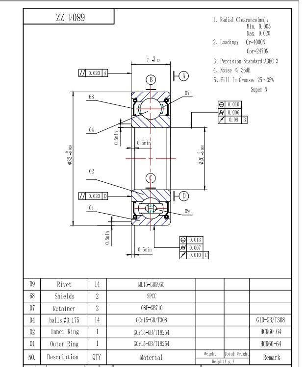 6804-2RS 6804-Zz Gear Reducer Thin Wall Deep Groove Ball Bearing