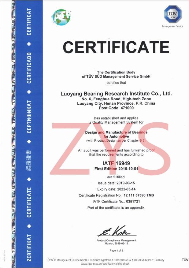 Zys Tapered Roller Bearing 32248 Maintenance-Free Bearing Agricultural Machine Bearing