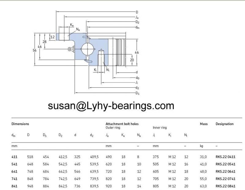 Ball Bearing Flanged Bearing Slewing Ring Bearing with Internal Gear Teeth Bearing Rotary Bearing Turntable Bearing (RKS. 22 0411)