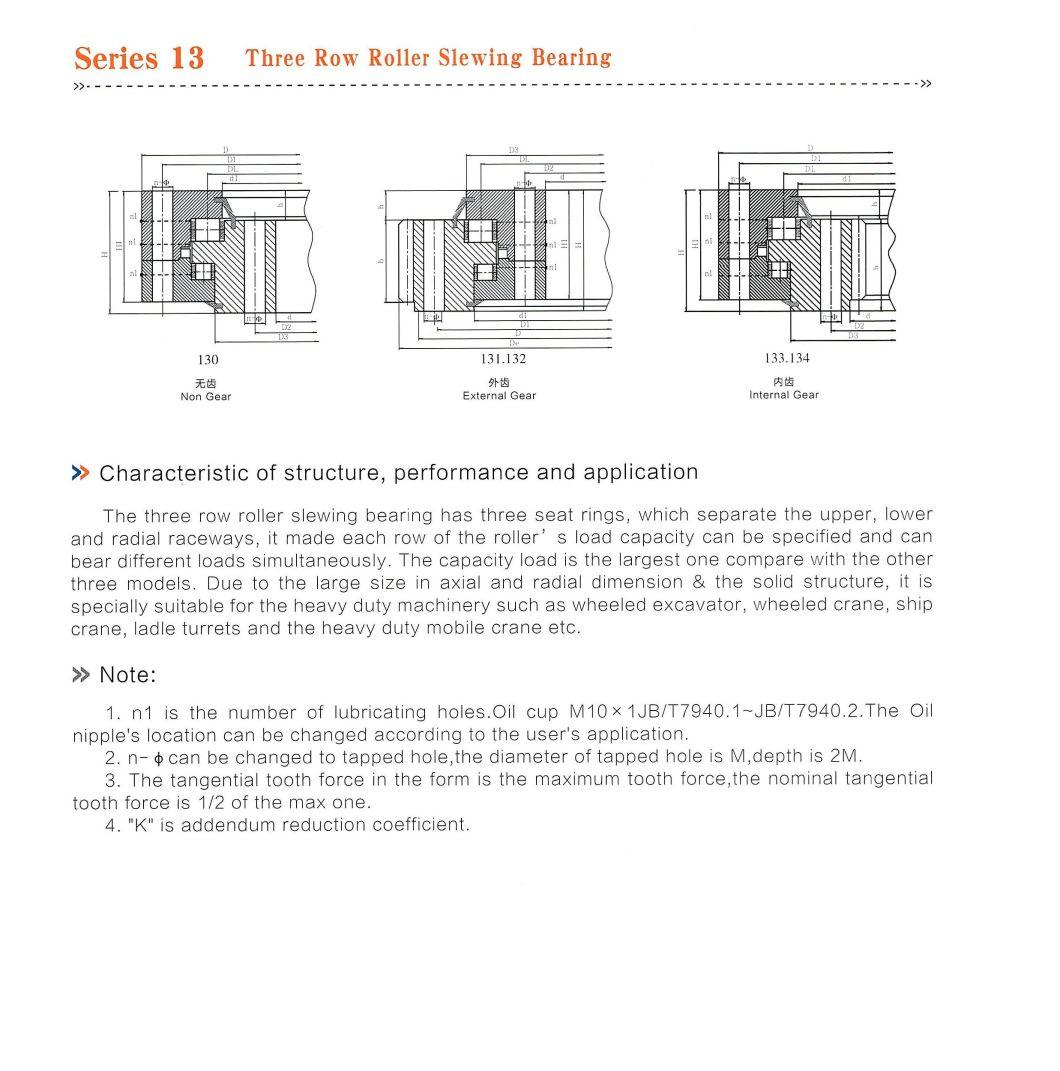 Slewing Ring Bearing Roller Bearing Turntable Bearing External Gear Teeth Bearing Rotary Bearing Three Row Roller Slewing Bearing