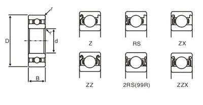 Zys Catalogue Deep Groove Ball Bearing 6001 6201 6301 6401 Equivalent to NTN Brand