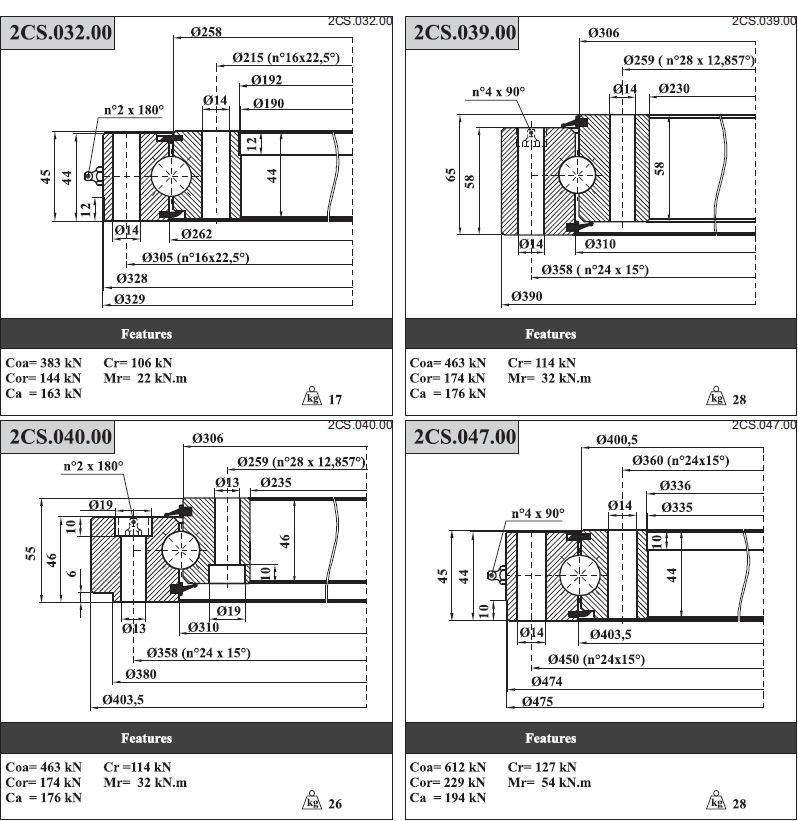 Four Contact Ball Slewing Bearings Without Gears 2CS. 048.00