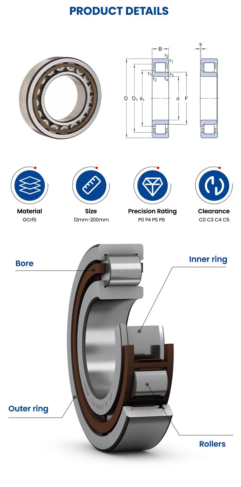 Xinhuo Bearing China L44649 Bearing OEM 51104 Nu320em Full Complement Cylindrical Roller Bearings