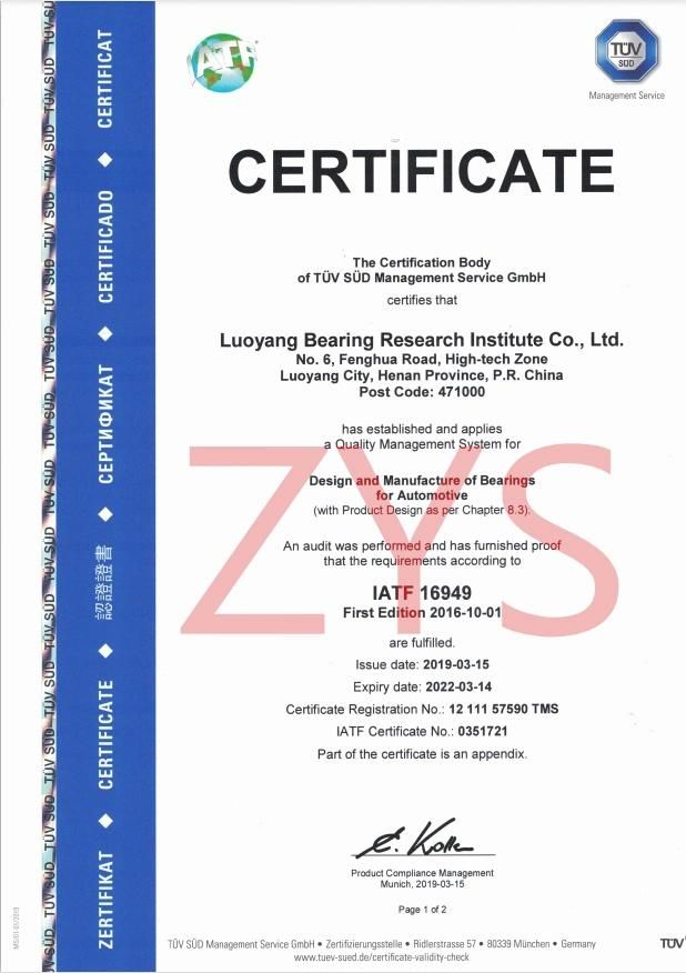 Zys High Quality High Precision Turbine Engines Parts Taper Roller Bearings 30210