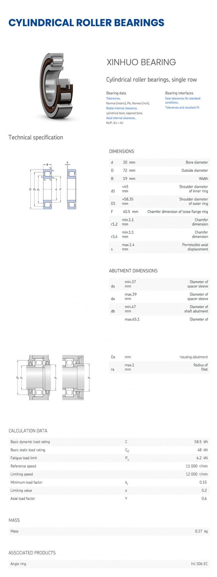 Xinhuo Bearing China L44649 Bearing OEM 51104 Nu320em Full Complement Cylindrical Roller Bearings