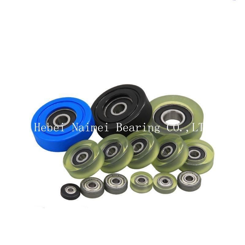 No Noise Slience Polyurethane Pulley Bearing PU608 Rubber Coated Bearing Roller for Sliding Door Window Machinery