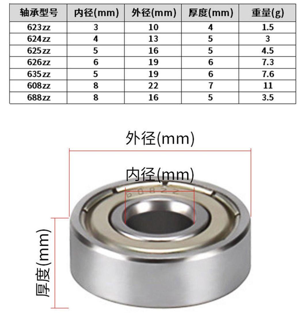 China Factory 3D Printer Parts Deep Groove Ball Bearing 623zz 624zz 625zz 626zz 635zz 608zz 688zz