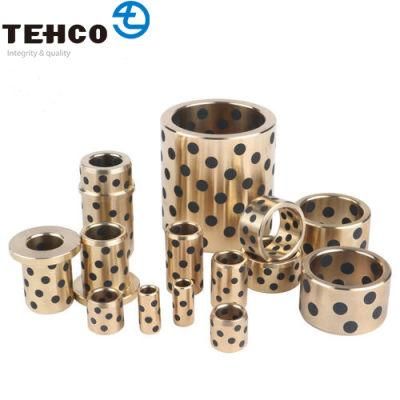 CNC Machining Copper Alloy Casting Brass Bushing Guide Ejector Self-lubricating Oilless Graphite Bushings for Ship Machine.