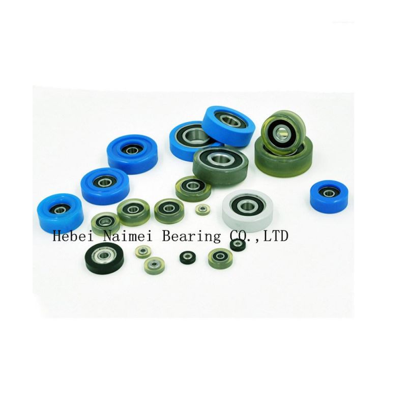 No Noise Slience Polyurethane Pulley Bearing PU608 Rubber Coated Bearing Roller for Sliding Door Window Machinery