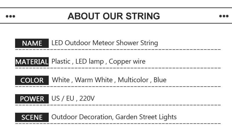 30cm/50cm LED Meteor Shower Garland Holiday Strip Light Outdoor Waterproof Fairy Lights for Garden Street Christmas Decoration