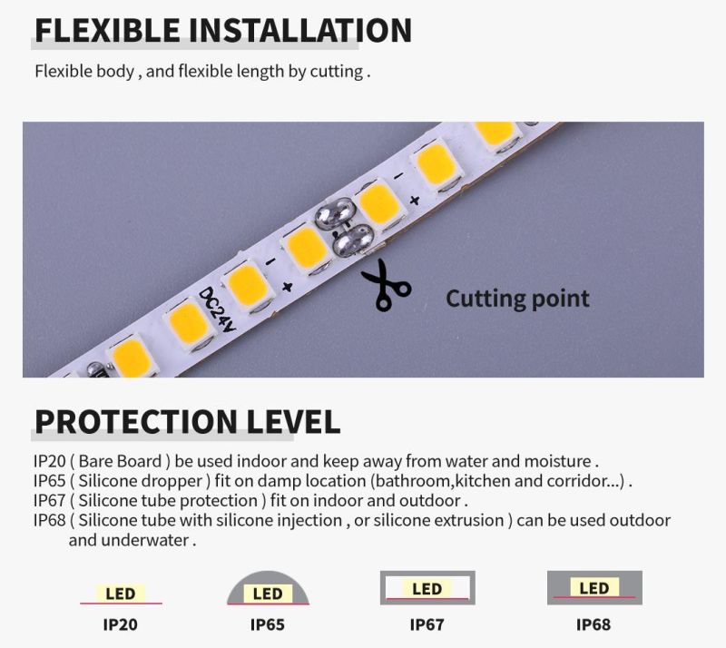 2835 5mm Width 120LEDs/M DOT-Free Lighting LED Flexible Strip Light