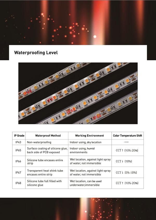 UL Ce Epistar 2835 2700K 19W/M 12V IP20 High CIR LED Tape Light