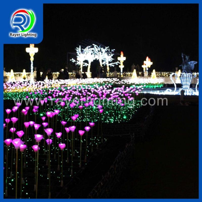 Outdoor Garden Decoration Christmas Light LED Artificial Flower Rose light