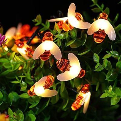 Bee Solar String Lights Bee Fairy Lights LED Outdoor Waterproof Bee Decoration Light