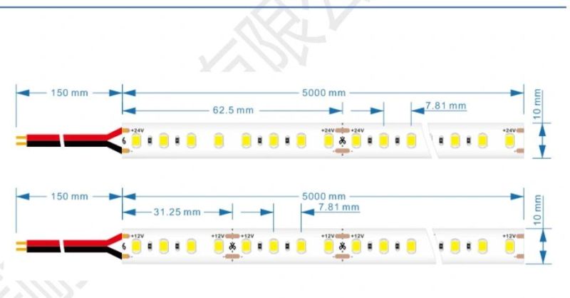 Ra90 High Bright 166lm/W DC12V 10mm Width LED Flexible Strip