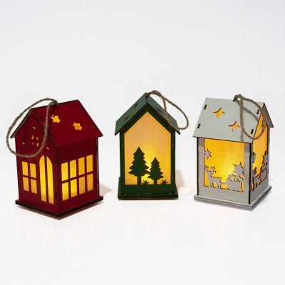 Christmas Decoration Hanging Wood House Style Fairy LED String Lights