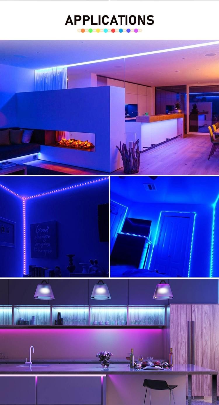 DC12V 5050 IP65 Waterproof 5m RGB Decorative Background Smart LED Strips Light