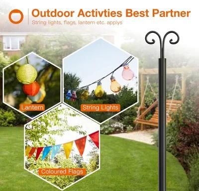 3m String Light Pole 4 Prong Fork Pole Stand Outdoor String Light Pole Stand for Halloween, Christmas Decoration