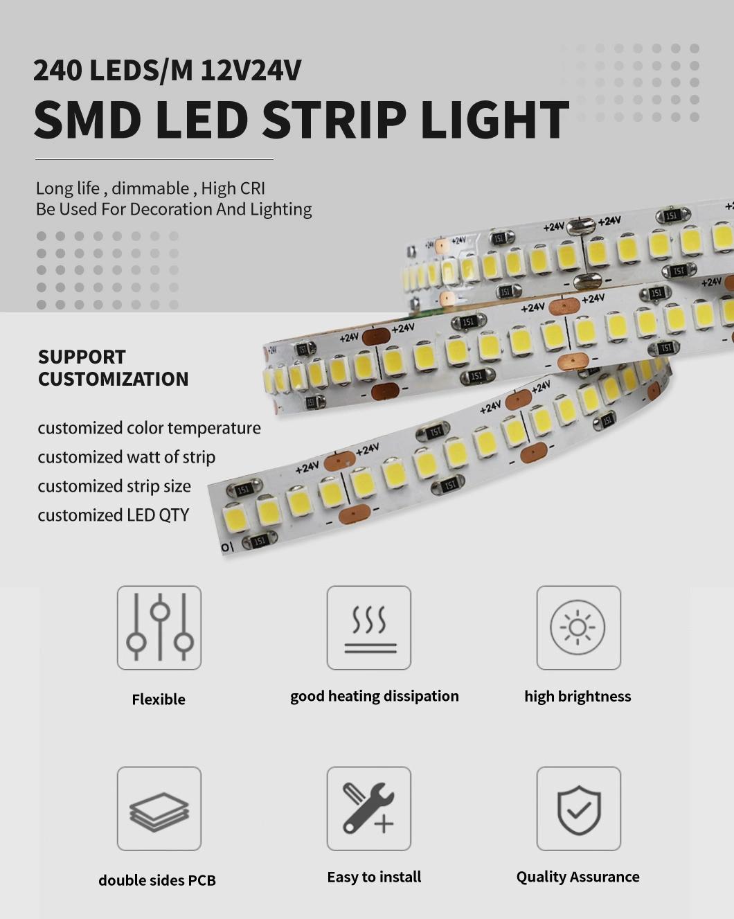 SMD2835 240LEDs/M Flexible Light LED Strip with TUV CE RoHS IEC/En62471