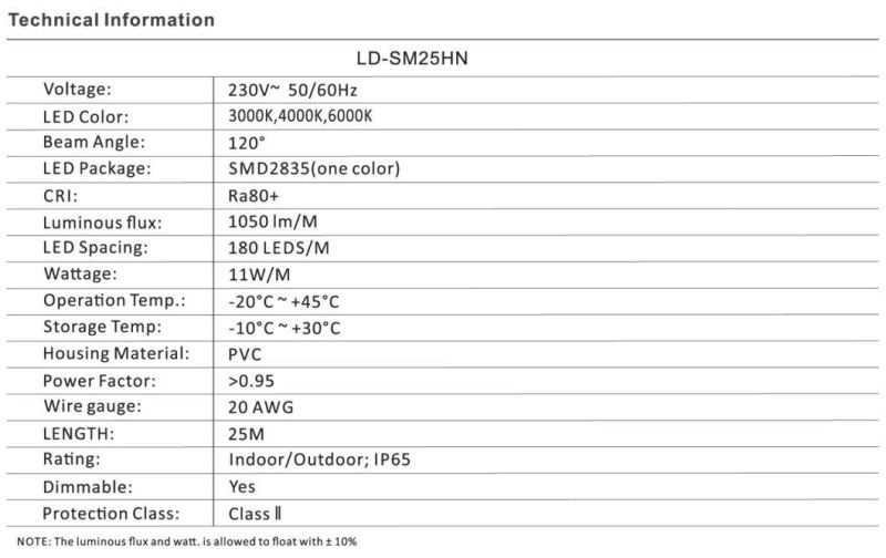 Waterproof LED Strip Light AC220V-AC230V Flexible LED Strip Kit 25m 50m Decoration Lighting Ce RoHS Cert