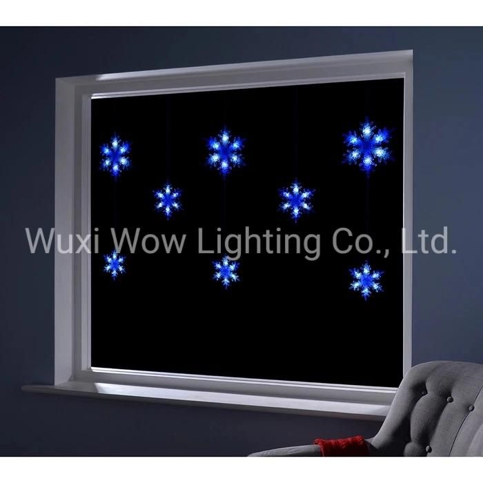 Multi Function Snowflake Curtain Light with 48 LED Bright Blue