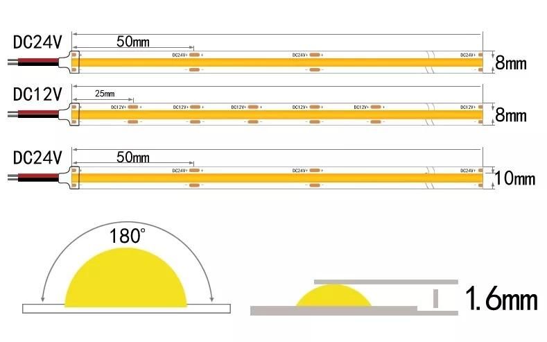 LED Tape Ribbon Light DC12V 24V IP68 White Warm White Flexible COB Strip Light