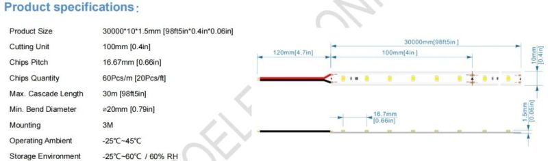 30m3oz LED Strip IC 1bin UL CE RoHS Light Superlong